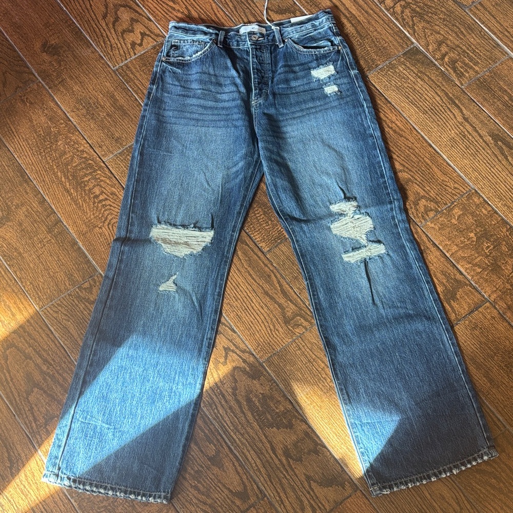 KanCan Blue Distressed Flare Jeans